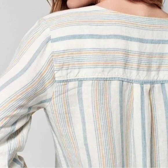 Faherty Beach Days Linen Luciano Stripe Tunic S - Picture 4 of 4